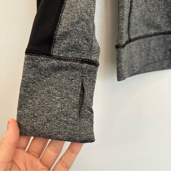 Victoria’s Secret PINK Quarter 1/4 Zip Pullover Sweatshirt Gray Black Small Logo - Picture 4 of 8